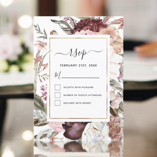 Convites Confirmação de Casamento Boho Rosa Poeirento Borgo (Criador carregado)