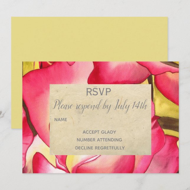 Convites Confirmação de casamento com arte de flor de rosa  (Frente/Verso)