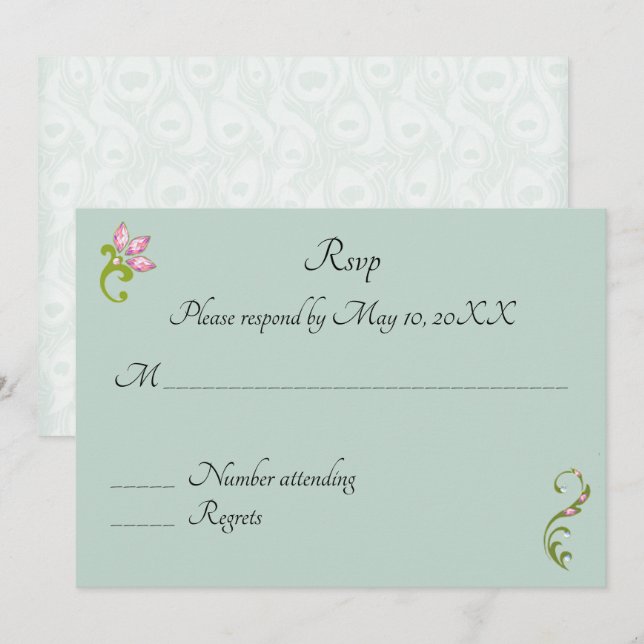 Convites Confirmação de Casamento de Pavão Hindu Indiano (Frente/Verso)