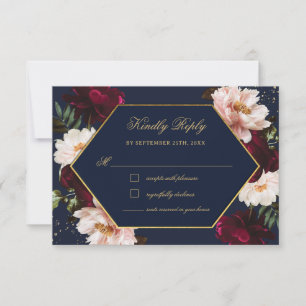 Convites Confirmação de Casamento Floral Burgundy Mal-humor