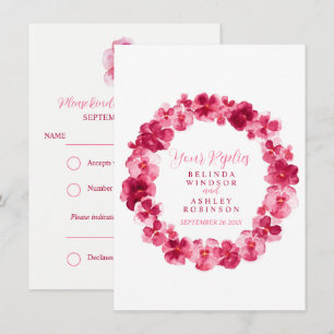 Convites Confirmação de casamento floral pansy vermelha