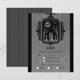 Convites Confirmação de Casamento Gótico Preto e Cinza com 
