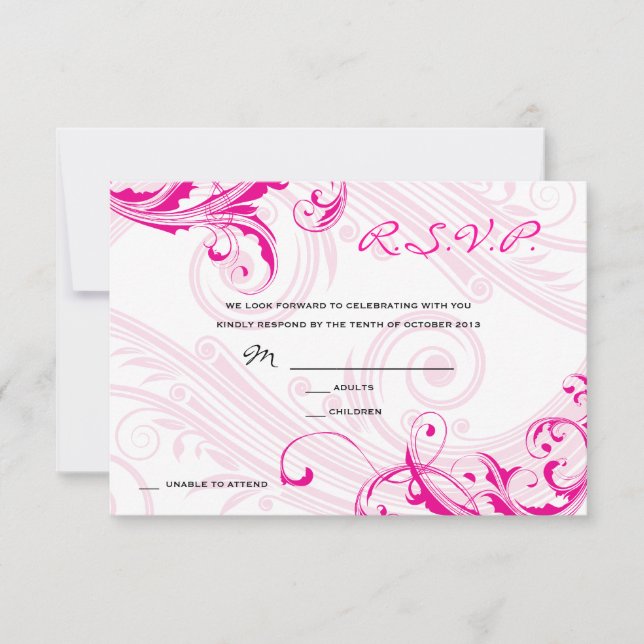 Convites Confirmação de Casamento Magenta Clássico Desenho  (Frente)