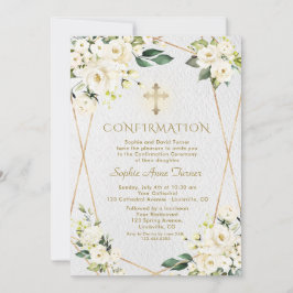 Convites Confirmação de Dourada Garota das Flores Brancas d