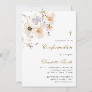 Convites confirmação de flores silvestres delicadas