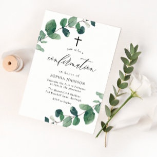 Convites Confirmação de Folha Verde de Aquarela