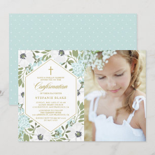 Convites Confirmação de Foto Floral Azul dos Anemones Bra