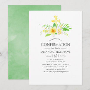 Convites Confirmação de Frangipani em Aquarela