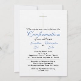 Convites Confirmação de Gêmeos Azuis Brancos Crises