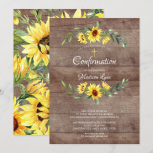 Convites Confirmação de Girassóis Amarelos Russos