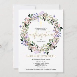 Convites Confirmação de Guirlanda de Lavanda Floral Elegant