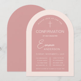 Convites Confirmação de Menina Rosa Moderno Arco Rosa Velad
