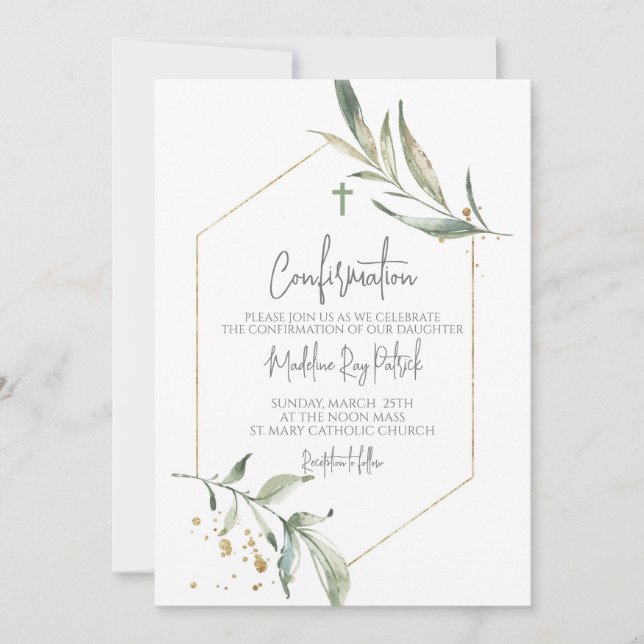 Convites Confirmação de Moldura de Veneração de Cores-d'Águ (Frente)