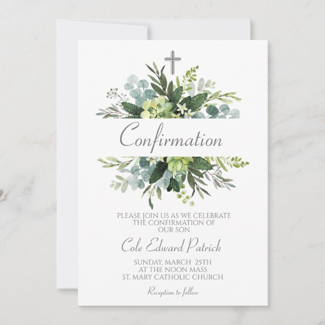 Convites Confirmação de Moldura Verde (Frente)