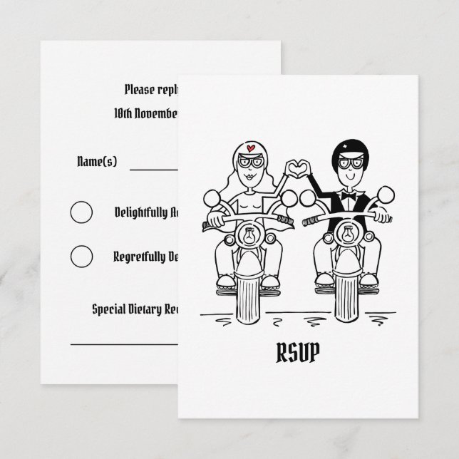 Convites Confirmação de presença no casamento de motoqueiro (Frente/Verso)