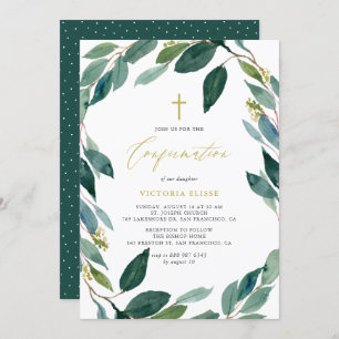 Convites Confirmação de Watercolor Eucalyptus Wreath