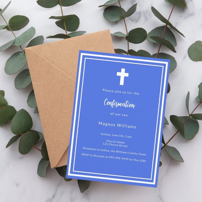 Convites Confirmação do Royal Blue Boy (Criador carregado)