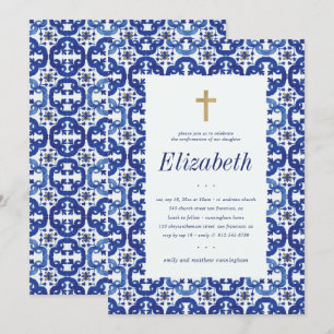 Convites Confirmação Dos Azulejos Azuis Do Mediterrâneo