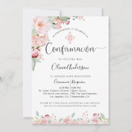 Convites Confirmação espanhola Peach e Mint Floral