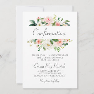 Convites Confirmação Floral Cor-de-Água Rosa