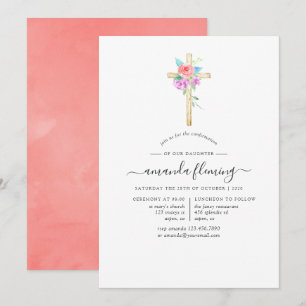 Convites Confirmação Floral de Aquarela Pastel