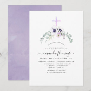Convites Confirmação Floral Violeta Empoeirada