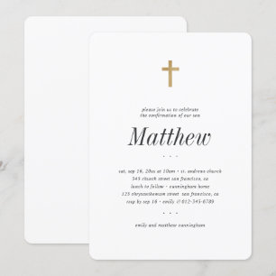 Convites Confirmação Para Ele, Cruzamento Dourado Mínimo