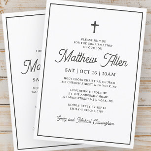 Convites Confirmação Para Ele Simples Elegante Cruz Moderna