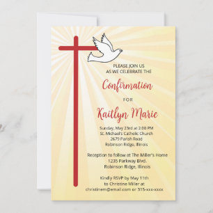 Convites Confirmação para Raios Dourados de Portas Cruzadas