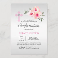 CONFIRMAÇÃO Personalizada GIRL + POEM, cor-de-rosa