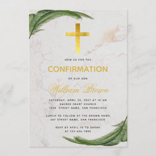 Convites Confirmação Samambaia Botânica Falso Cruz de Mármo
