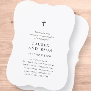 Convites Confirmação Simples Moderna Elegante de Cruz de Ch