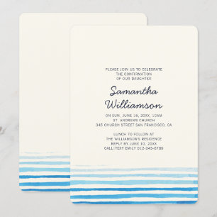 Convites Confirmação   Tiras de Cores de Água Modernas