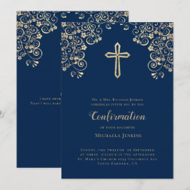 Convites Confirmação Versa da Bíblia Azul Elegante