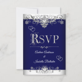 Convites Confirme Presença Casamento Azul Real Prata Diaman