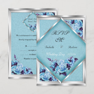 Convites Confirme Presença Casamento Rosas Roxo Azul Turque