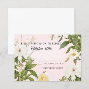 Convites Confirme presença Casamento Vintage Rosa Bege Peôn