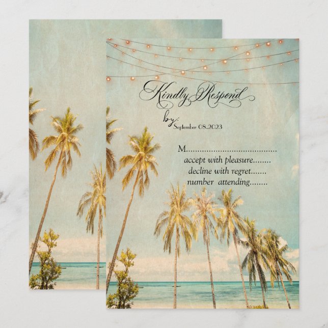 Convites Confirme sua presença no Retro Beach Palms   (Frente/Verso)