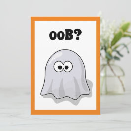 Convites Confused Ghost Says "Oob?" Funny Halloween Cartoon