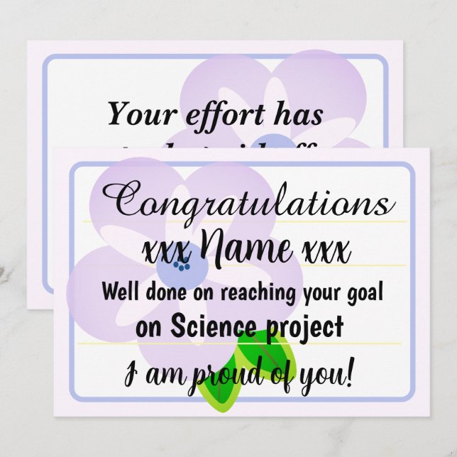 Convites Congratulations Fantastic Effort Today Card (Frente/Verso)