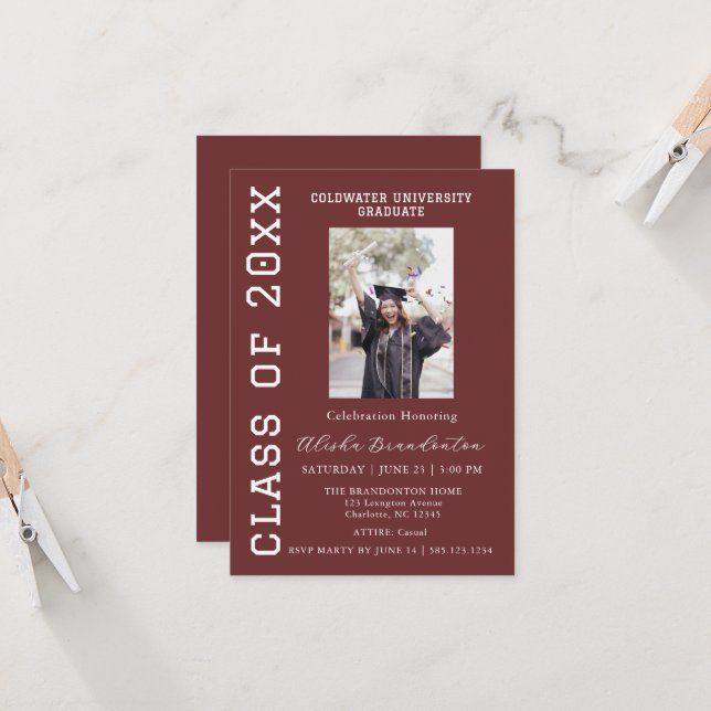 Convites Congratulations Graduate Photo Party Invitation (Frente/Verso In Situ)