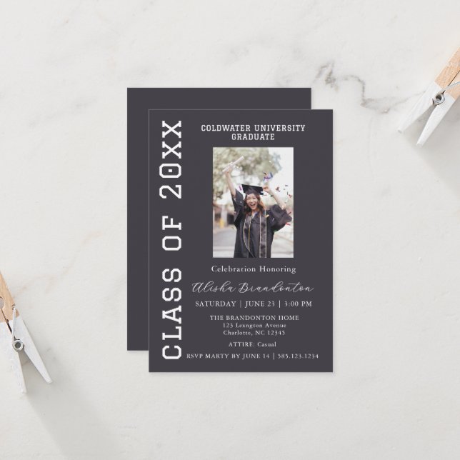 Convites Congratulations Graduate Photo Party Invitation (Frente/Verso In Situ)