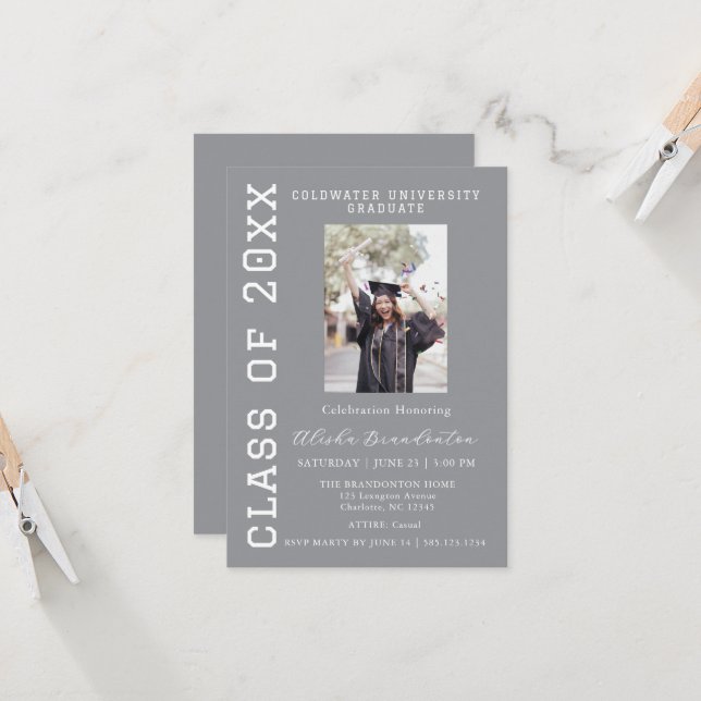 Convites Congratulations Graduate Photo Party Invitation (Frente/Verso In Situ)