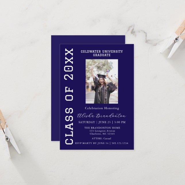 Convites Congratulations Graduate Photo Party Invitation (Frente/Verso In Situ)