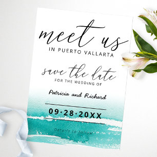Convites Conheça-nos no Casamento de Destino Teal Save The