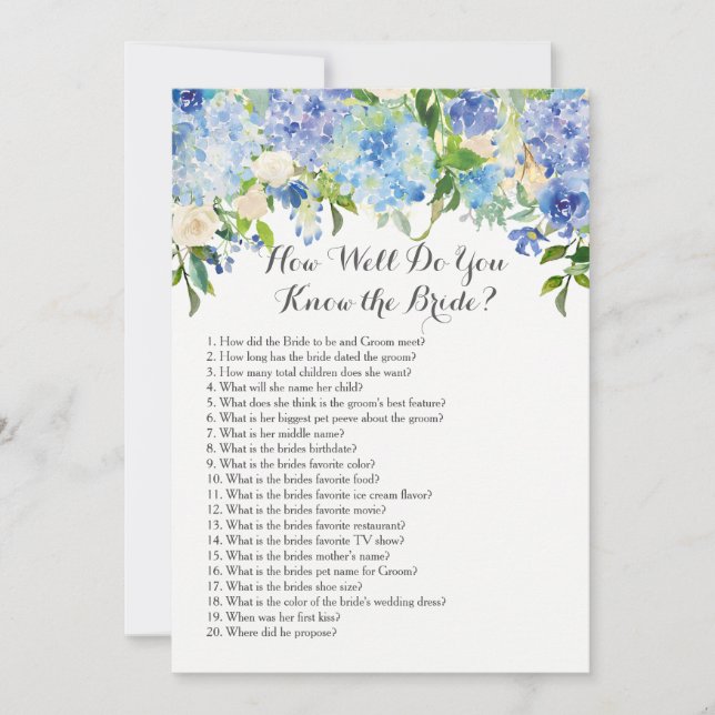 Convites Conhece bem a noiva? (Frente)