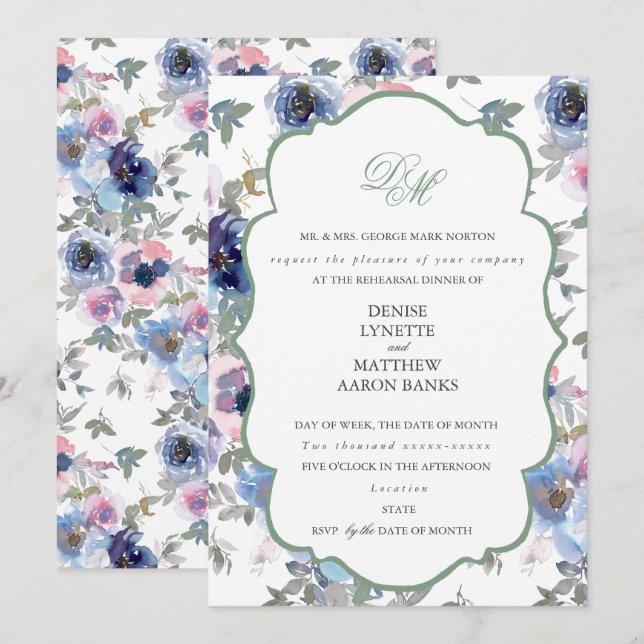 Convites Conjunto Casamento Terno Basil Verde (Frente/Verso)