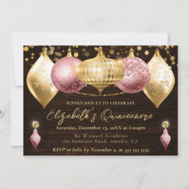 Convites Conjunto de Bolas de Natal Rosa e Dourado Quincean
