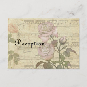 Convites Conjunto de casamento de Rosa Vintage e partitura
