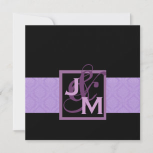 Convites Conjunto de Casamentos tema damasco Roxo